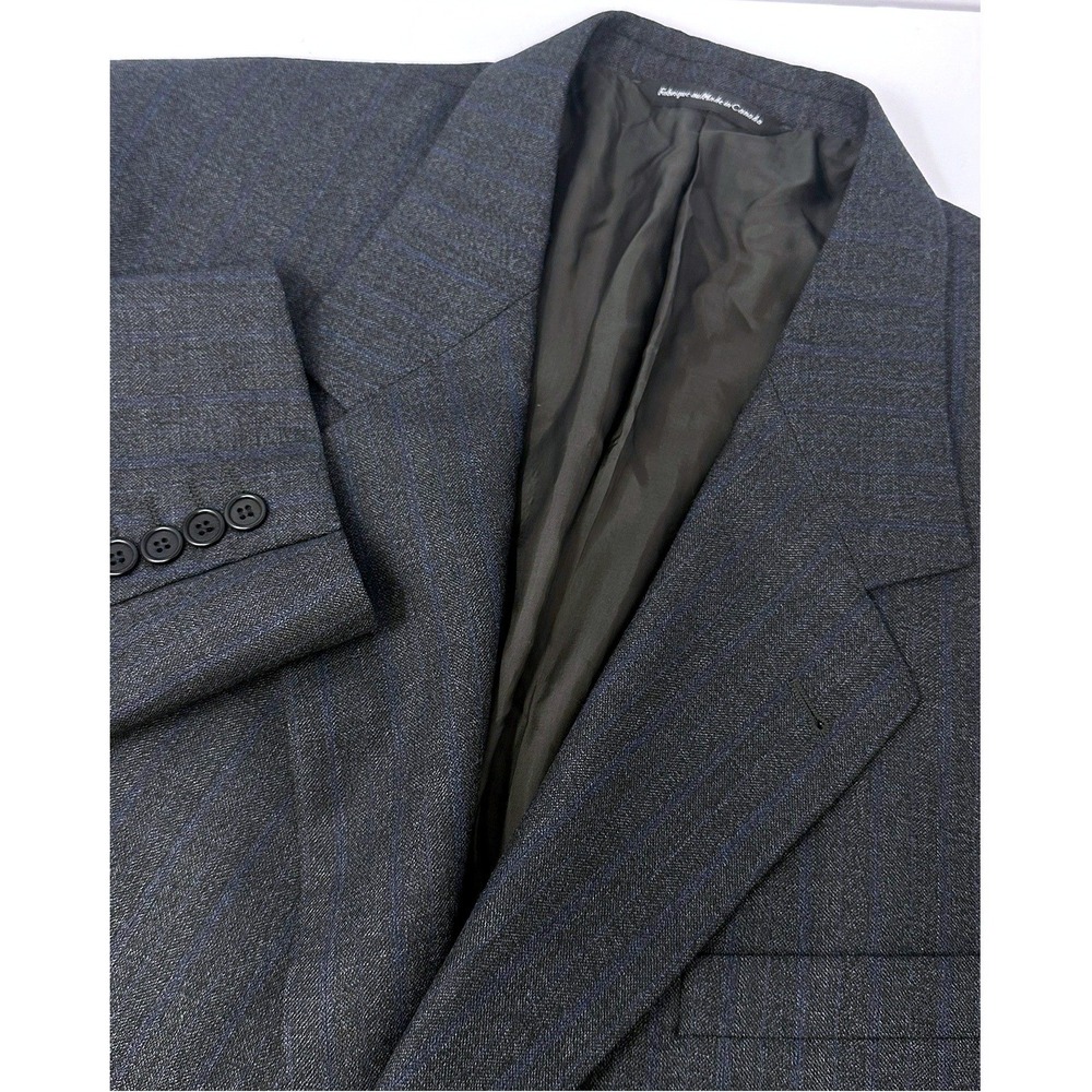 Coppley Ermenegildo Zegna Wool Blazer 44R Charcoal Grey Pinstripe Sport Coat B7